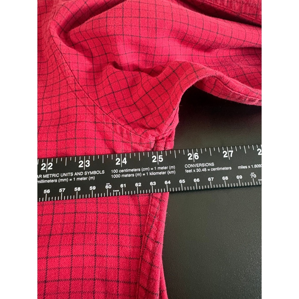 J.Crew Mens Large Tall Red Black Grid Check Cotton Button Down Long Sleeve Shirt - Picture 5 of 6